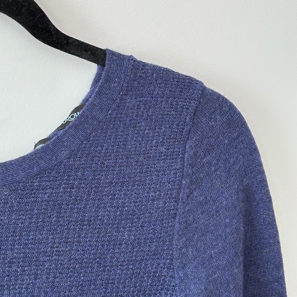 Cynthia Rowley 100% Merino Wool Blue Crewneck Tie Back Sweater - Picture 5 of 16